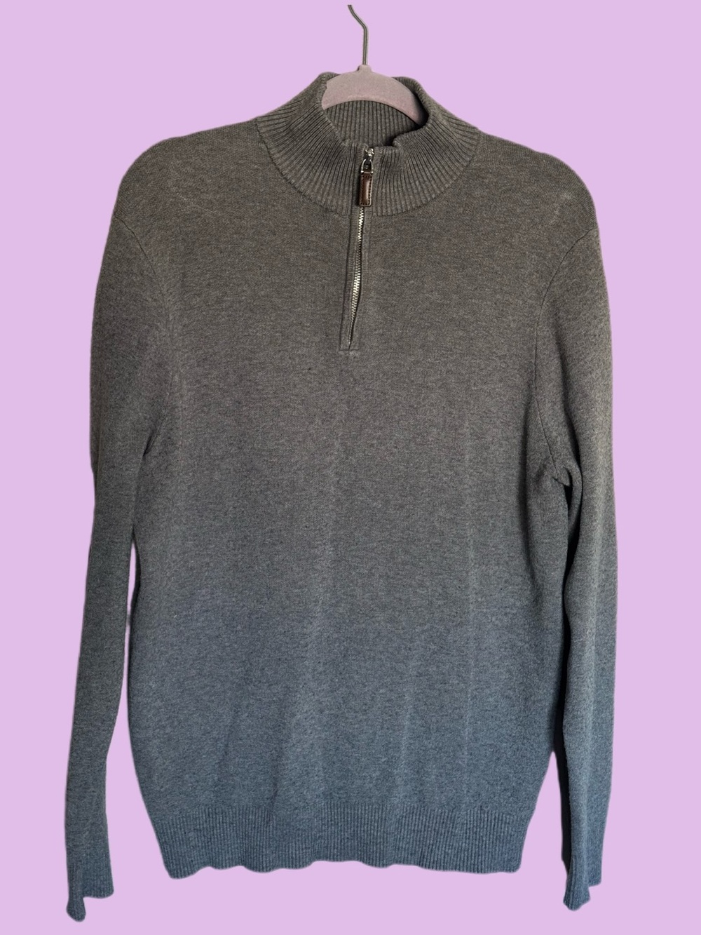Men's Gray Half-Zip Mock Neck Sweater